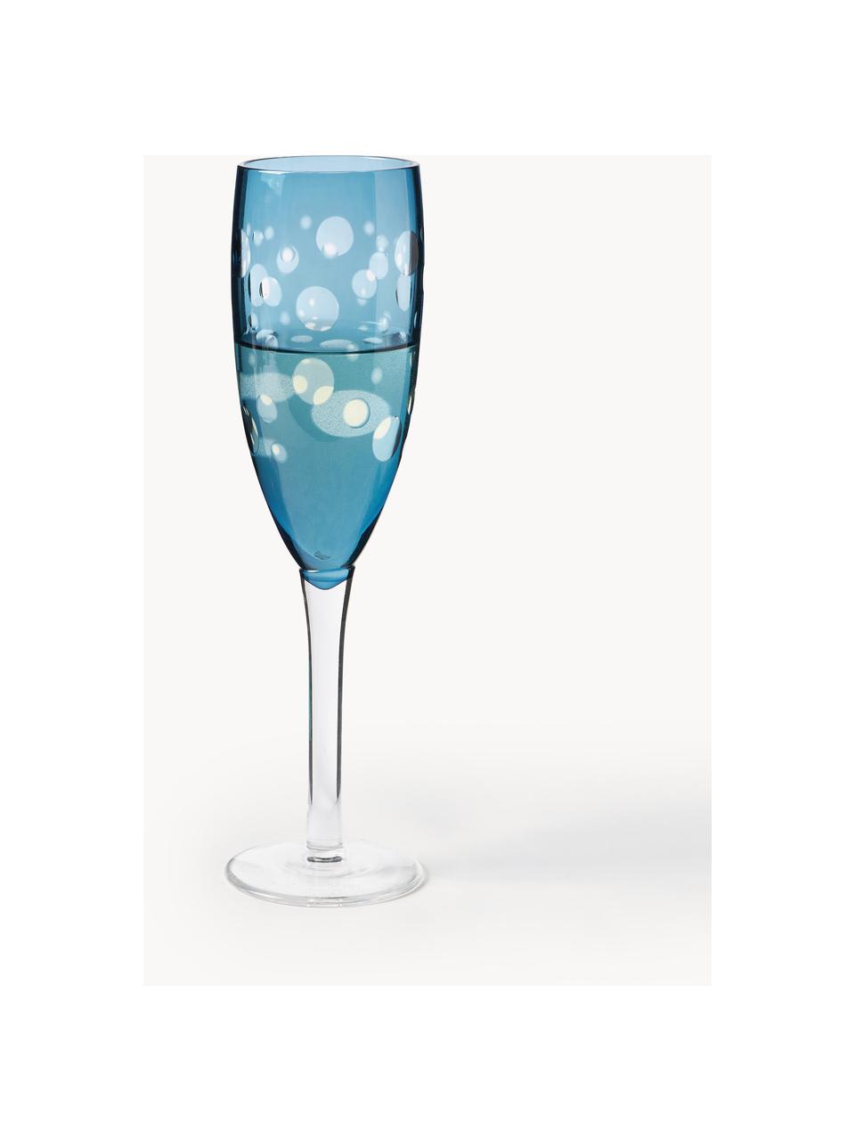 Set 6 flute da champagne Cuttings, Vetro, Rosso, Ø 7 x Alt. 24 cm, 230 ml