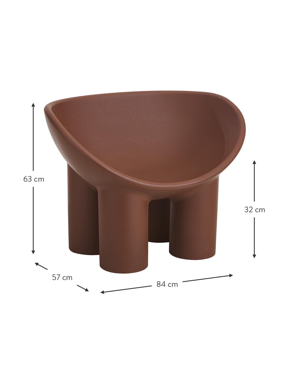 Design fauteuil Roly Poly in bruin, Polyethyleen, vervaardigd volgens het rotatiegietprocédé, Bruin, B 84 x H 57 cm