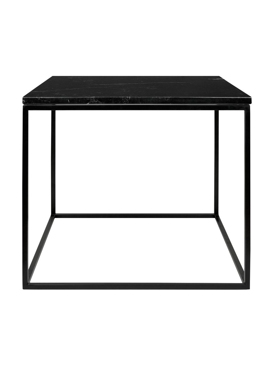 Mesa auxiliar de mármol Gleam, Tablero: mármol, Estructura: acero, pintado, Mármol negro, negro, An 50 x Al 45 cm