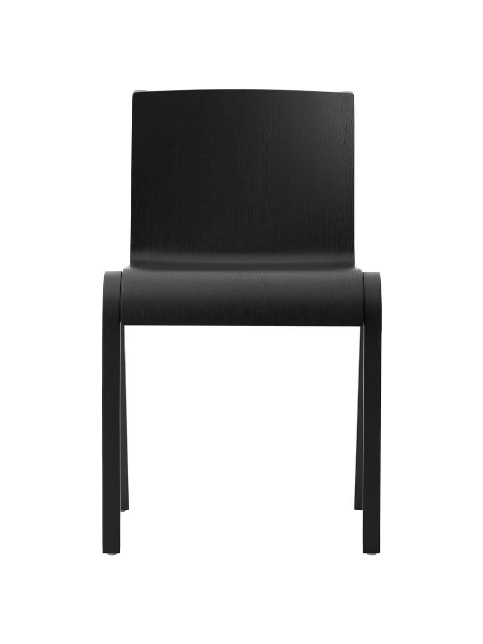 Sedia in legno di quercia Ready Dining, Struttura: legno di quercia laccato, Piedini: legno di quercia laccato, Nero, Larg. 47 x Prof. 50 cm