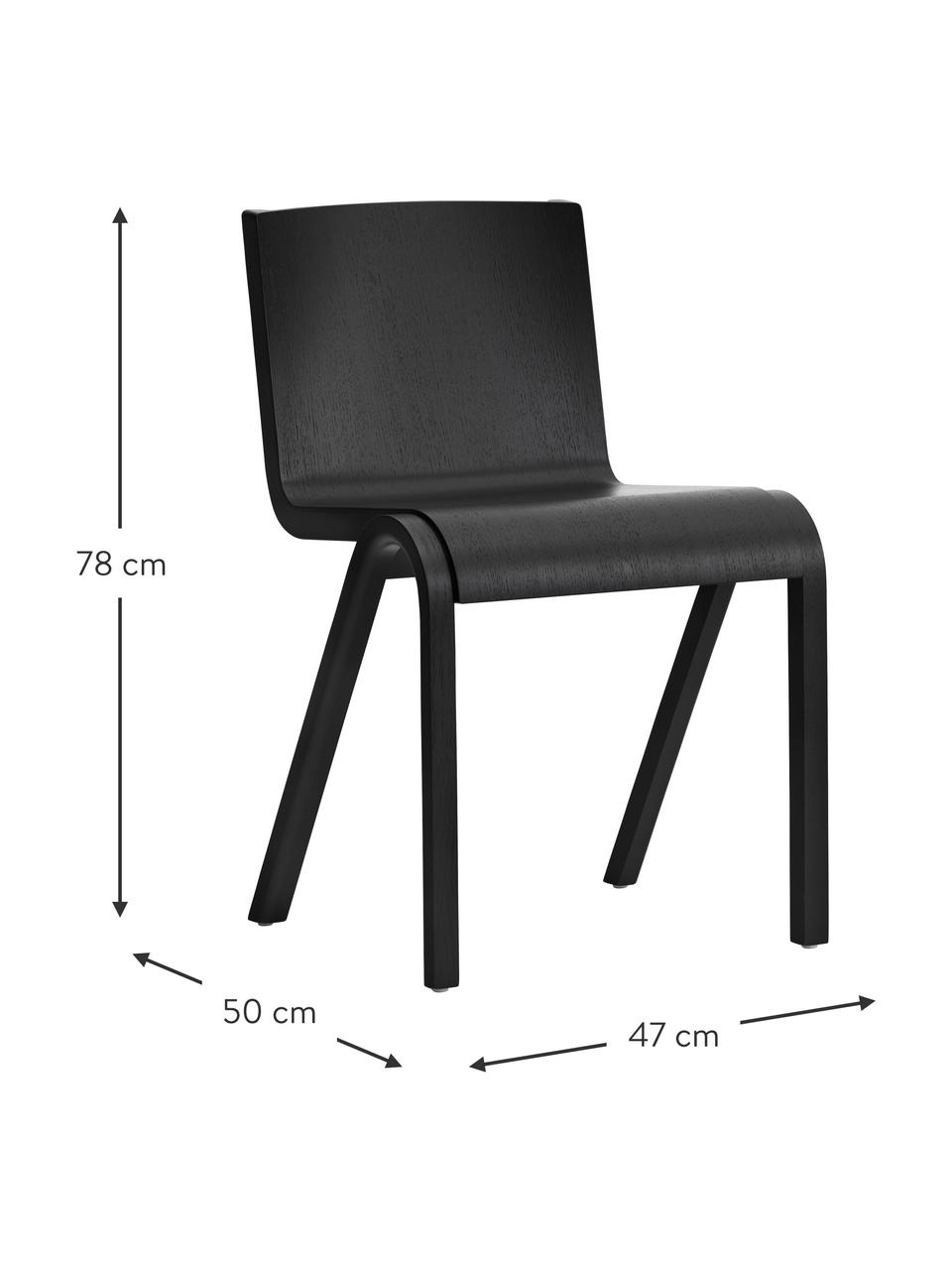 Krzesło z drewna dębowego Ready Dining, Stelaż: drewno dębowe lakierowane, Nogi: drewno dębowe lakierowane, Czarny, S 47 x G 50 cm