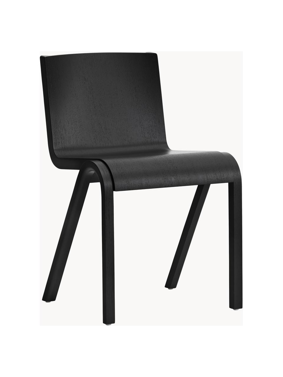 Krzesło z drewna dębowego Ready Dining, Stelaż: drewno dębowe lakierowane, Nogi: drewno dębowe lakierowane, Czarny, S 47 x G 50 cm