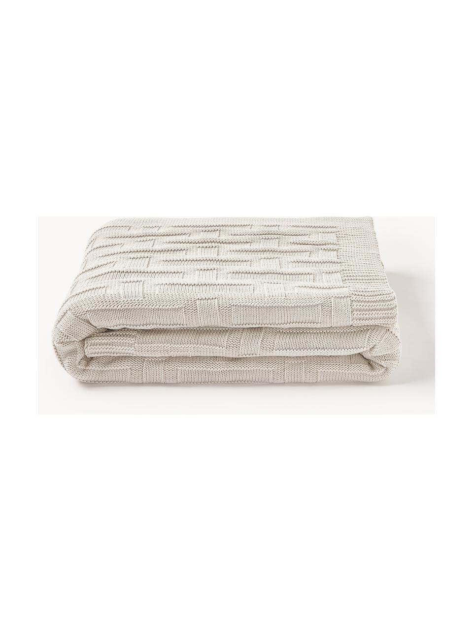 Manta de punto de algodón Gwen, 100% algodón, Beige claro, An 130 x L 170 cm
