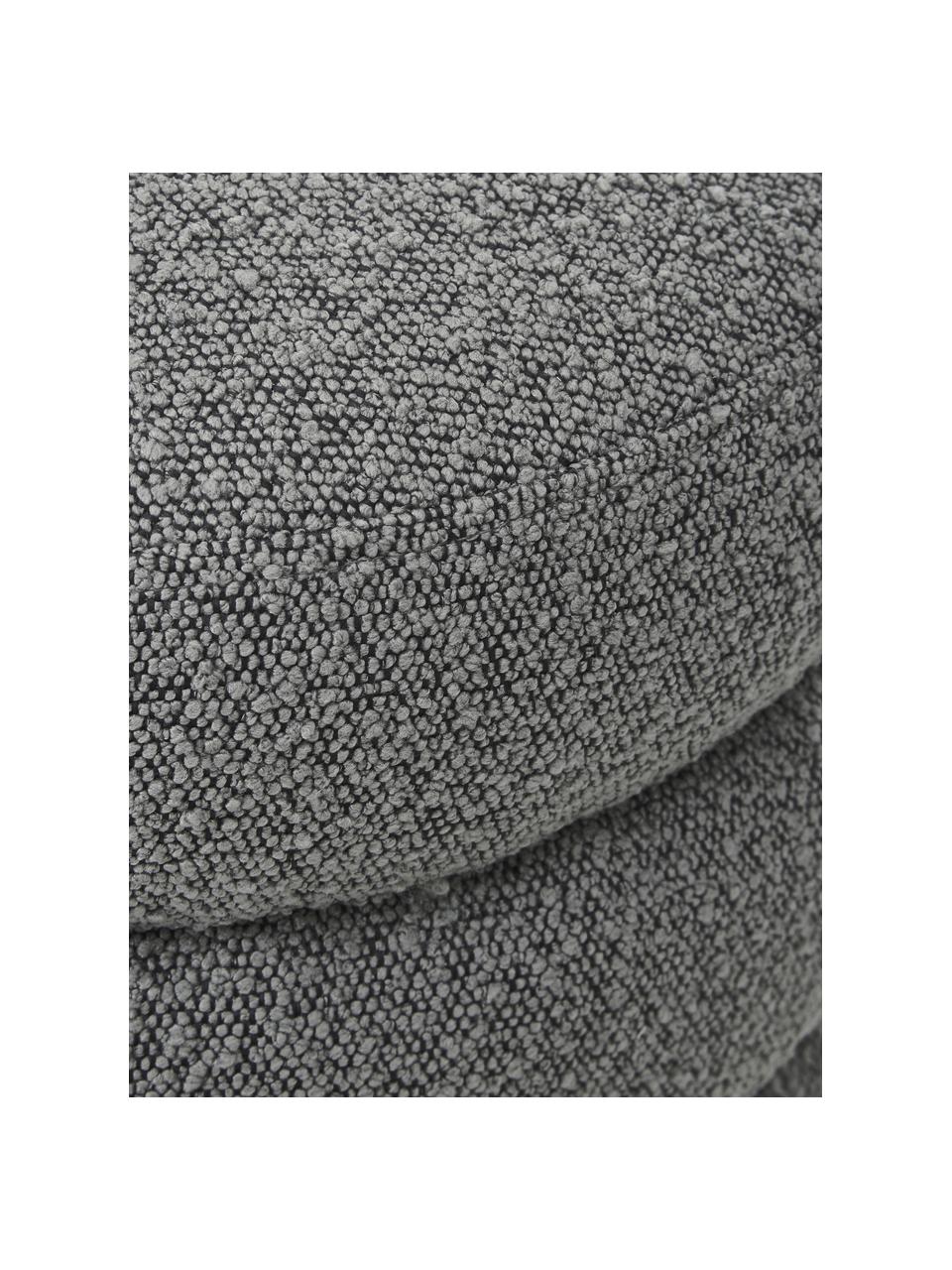 Bouclé poef Alto in grijs, Bekleding: bouclé (100% polyester), Frame: massief grenenhout, multi, Bouclé grijs, Ø 42  x H 47 cm