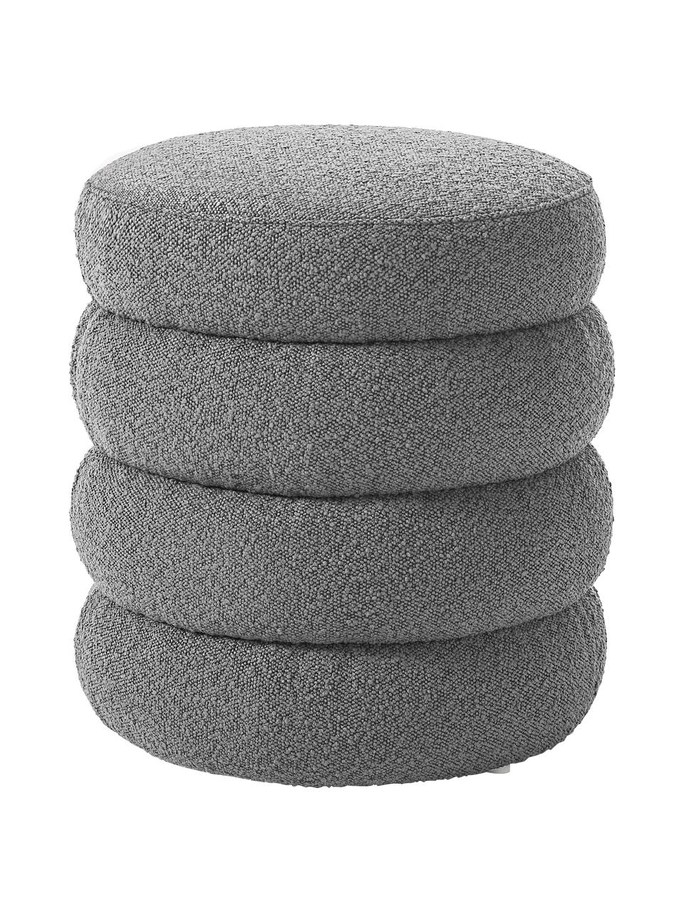 Puf en tejido bouclé Alto, Tapizado: tejido bouclé (100% polié, Estructura: madera de pino maciza, ma, Bouclé gris, Ø 42 x Al 47 cm