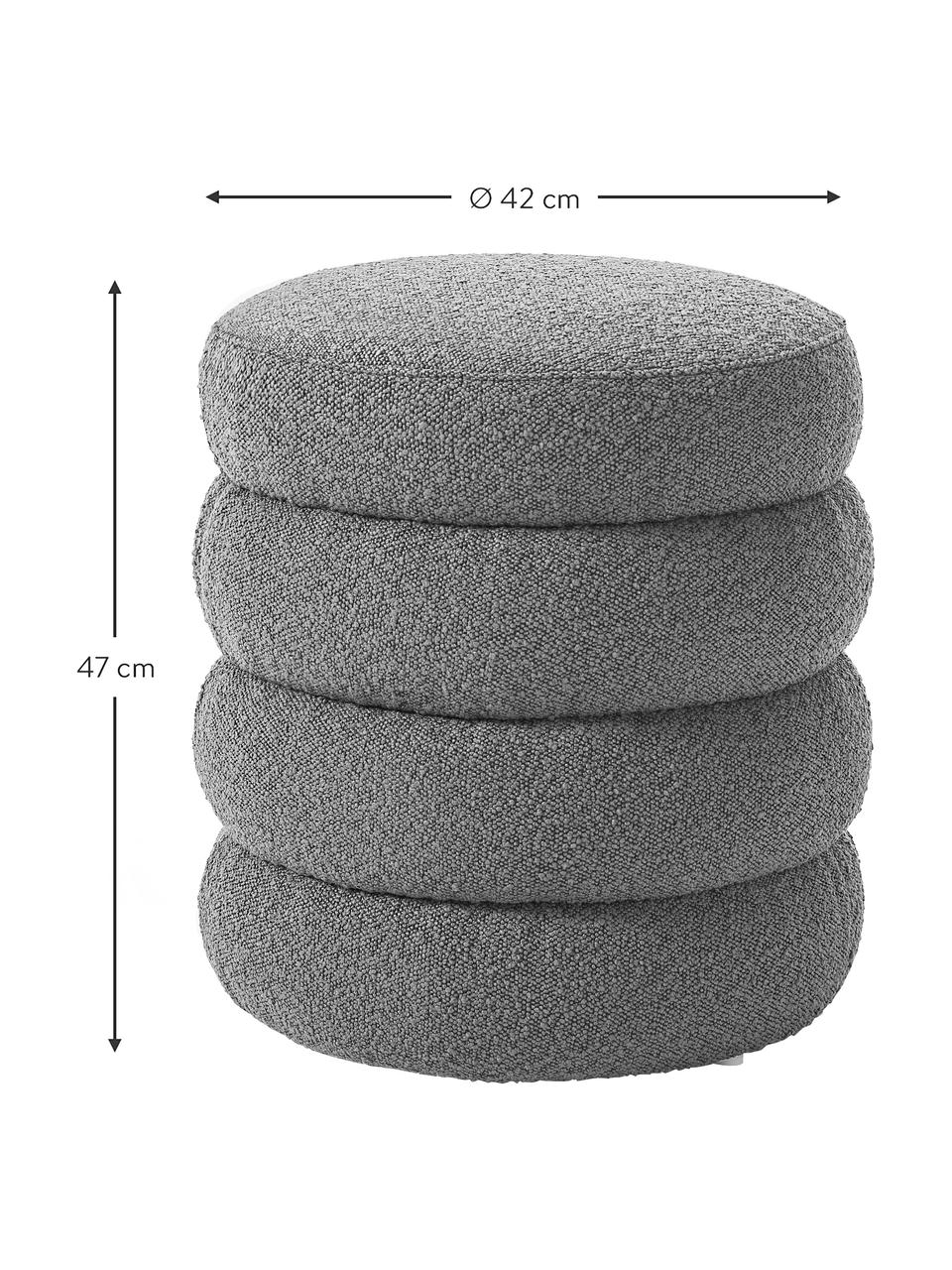 Puf en tejido bouclé Alto, Tapizado: tejido bouclé (100% polié, Estructura: madera de pino maciza, ma, Bouclé gris, Ø 42 x Al 47 cm
