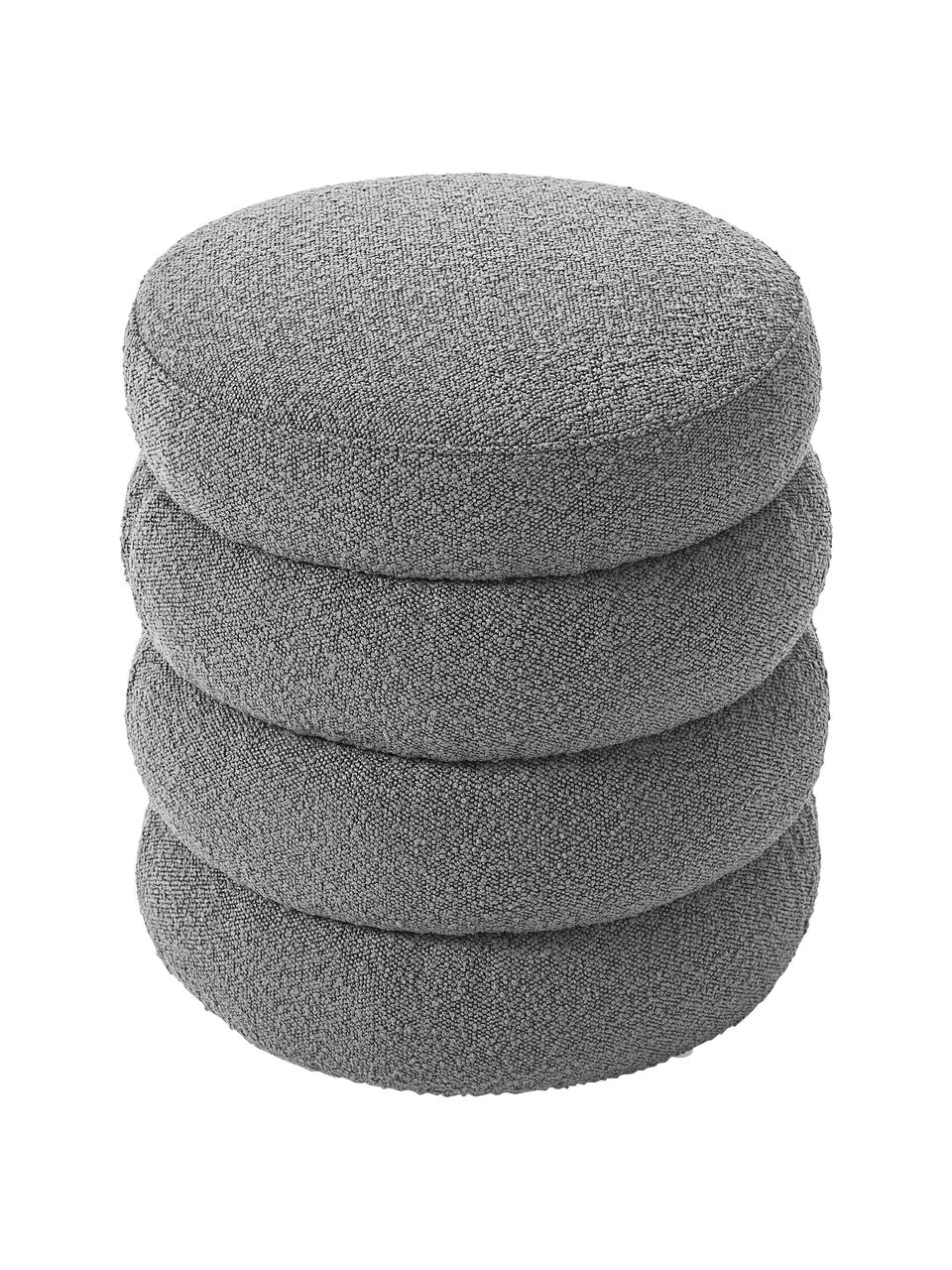 Puf en tejido bouclé Alto, Tapizado: tejido bouclé (100% polié, Estructura: madera de pino maciza, ma, Bouclé gris, Ø 42 x Al 47 cm