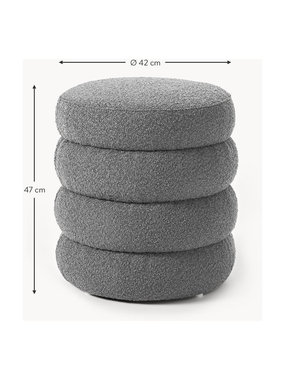 Čalouněný bouclé taburet Alto, Tmavě šedá, Ø 42 cm, V 47 cm