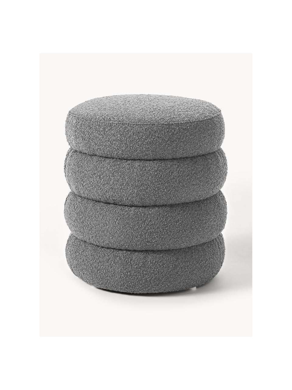 Pouf en bouclette Alto, Bouclette gris foncé, Ø 42 x haut. 47 cm