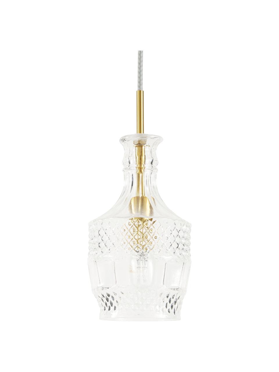 Kleine hanglamp Brussels van glas, Lampenkap: glas, Transparant, goudkleurig, Ø 13  x H 30 cm