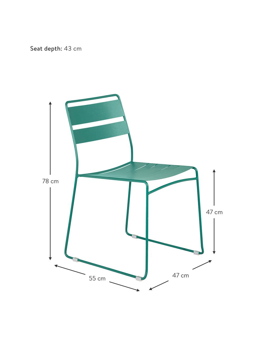 Chaise de jardin métal, empilable Lina, Vert