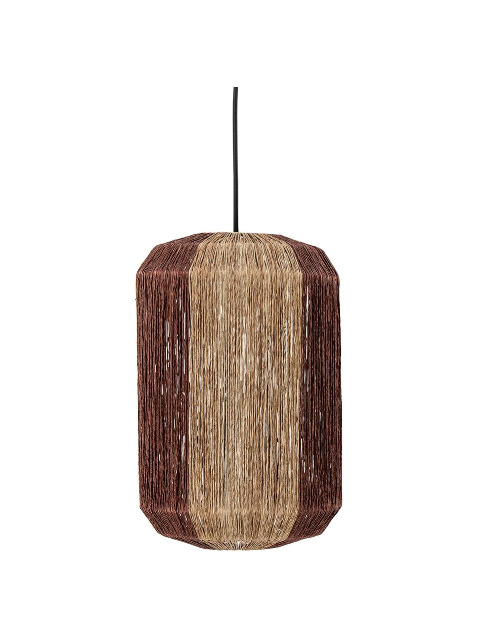 Kleine hanglamp Tano van zeegras, Lampenkap: zeegras, Baldakijn: gecoat metaal, Beige, bruin, Ø 27 x H 40 cm