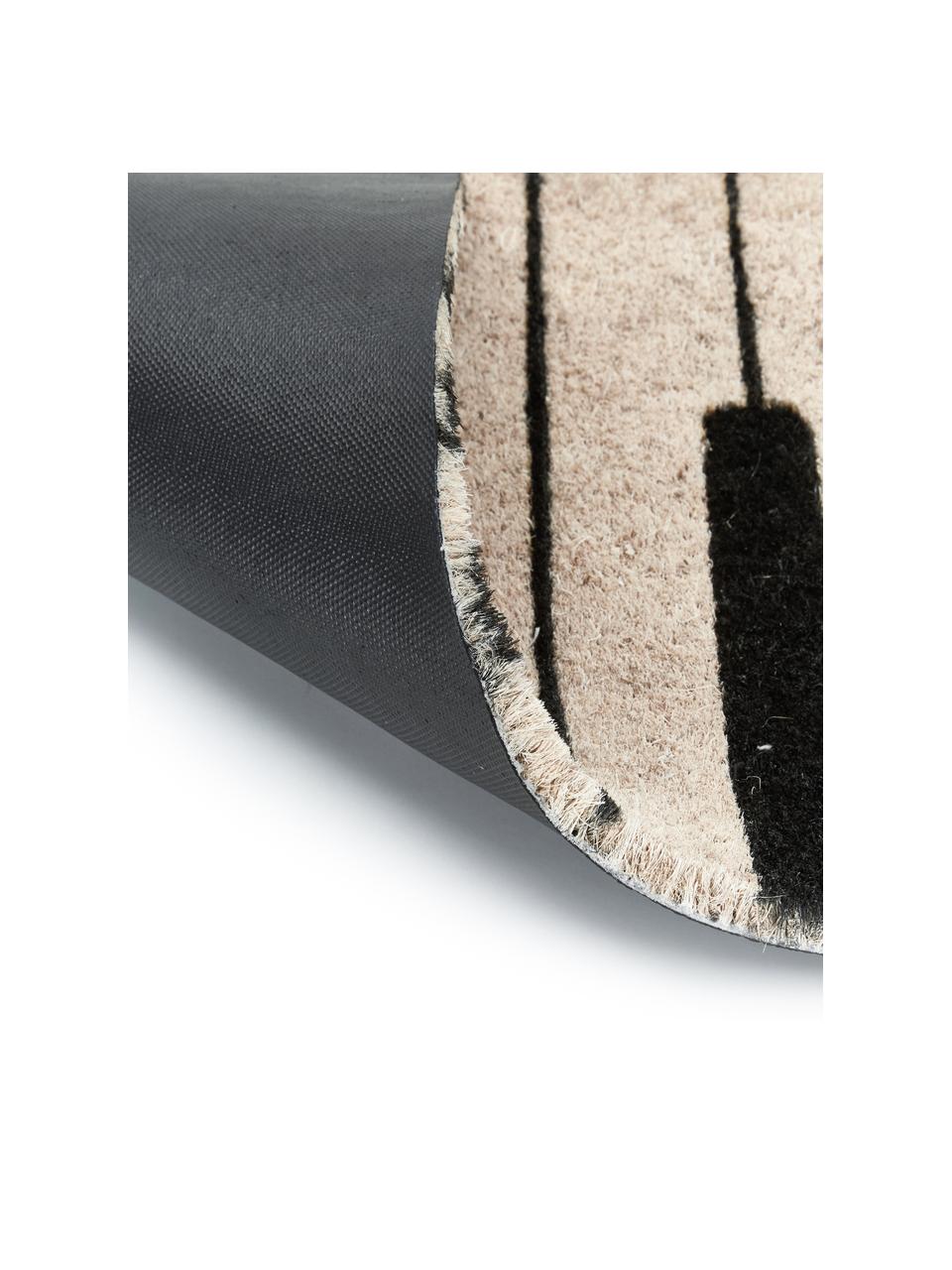 Felpudo Piano, Parte superior: fibras de coco, Reverso: plástico (PVC), Negro, crema, An 40 x L 60 cm