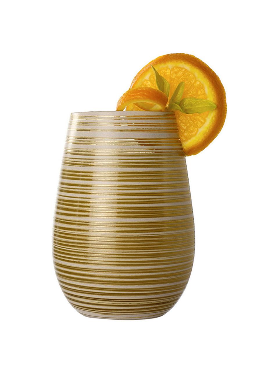 Křišťálová sklenice na koktejly Twister, 6 ks, Potažený křišťál, Bílá, zlatá, Ø 9 cm, V 12 cm, 465 ml