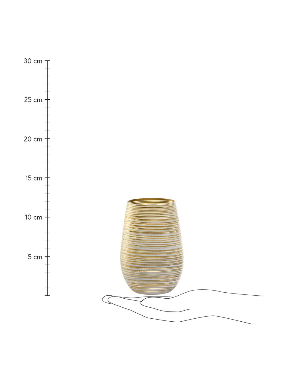 Cocktailglazenset Twister, 6-delig, Gecoat kristalglas, Wit, goudkleurig, Ø 9 x H 12 cm, 465 ml