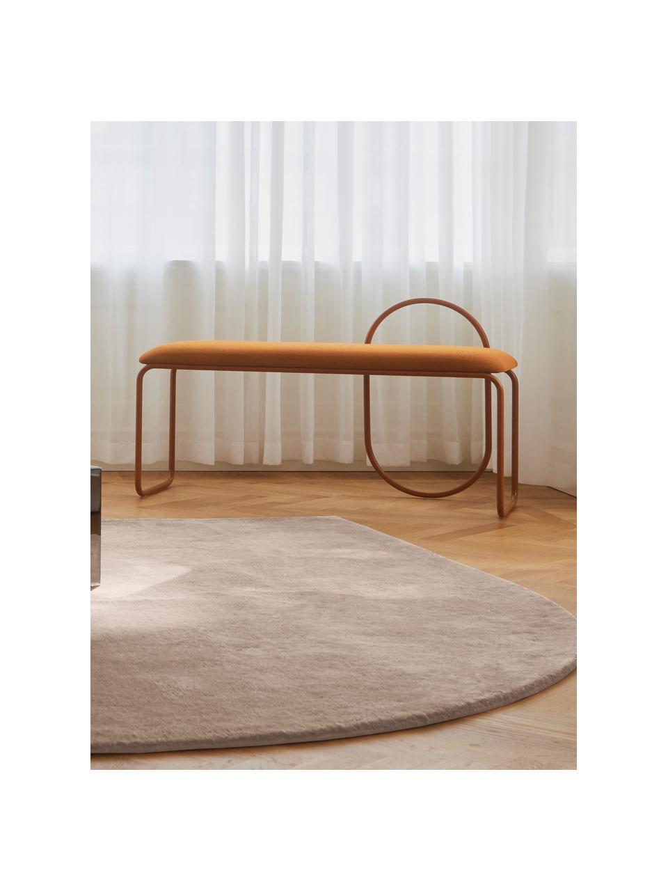 Banc rembourré Angui, Tissu brun clair, larg. 110 x prof. 39 cm