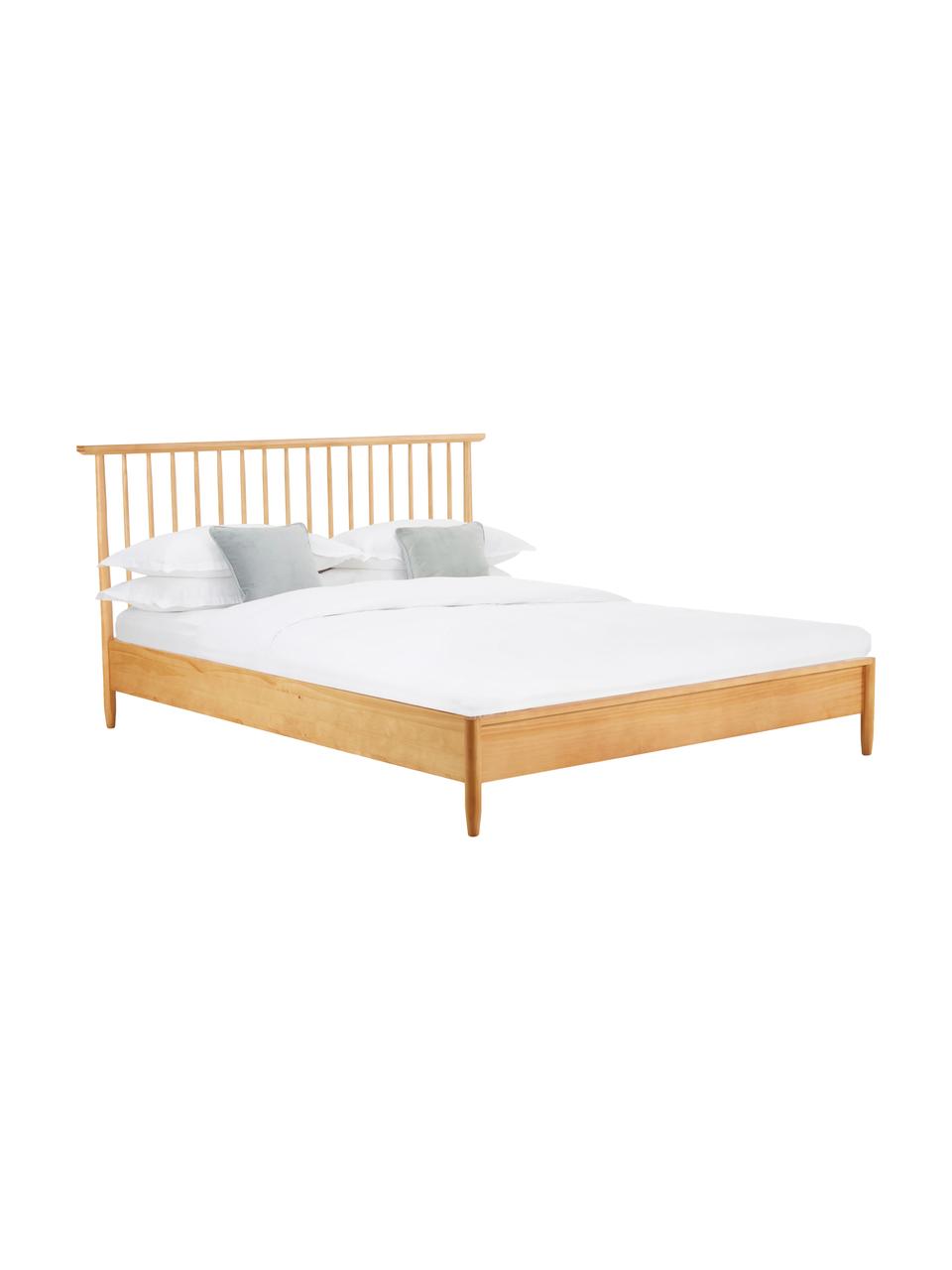 Łóżko z litego drewna sosnowego z zagłówkiem Windsor, Lite drewno sosnowe, certyfikat FSC, Brązowy, S 160 x D 200 cm