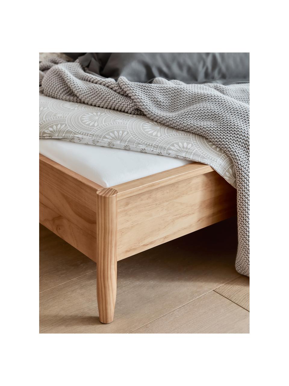 Łóżko z litego drewna sosnowego z zagłówkiem Windsor, Lite drewno sosnowe, certyfikat FSC, Brązowy, S 160 x D 200 cm