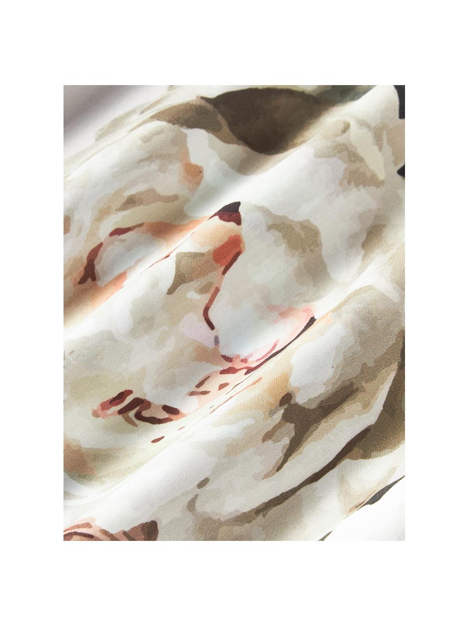 Housse de couette en satin de coton Blossom, Gris clair, multicolore, larg. 200 x long. 200 cm