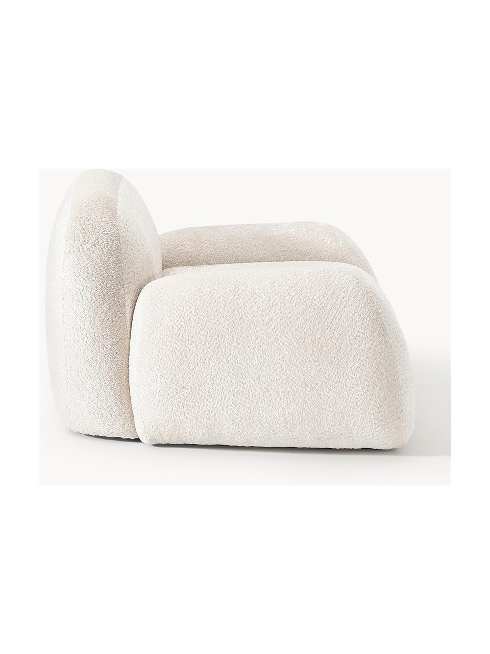 Sillón de borreguillo bouclé Wolke, Tapizado: tejido borreguillo bouclé, Tapizado: espuma de poliuretano, ce, Estructura: madera de pino, madera de, Patas: plástico Este producto es, Borreguillo bouclé blanco Off White, An 138 x F 105 cm