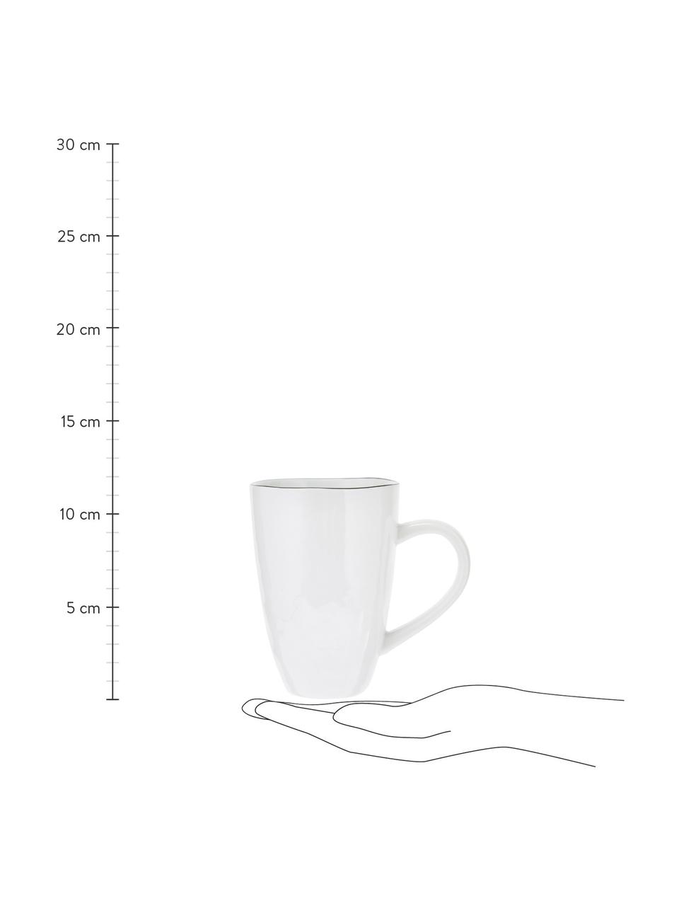 Tazas de café artesanales Salt, 6 uds., Porcelana, Blanco crudo, Ø 8 x Al 12 cm, 300 ml
