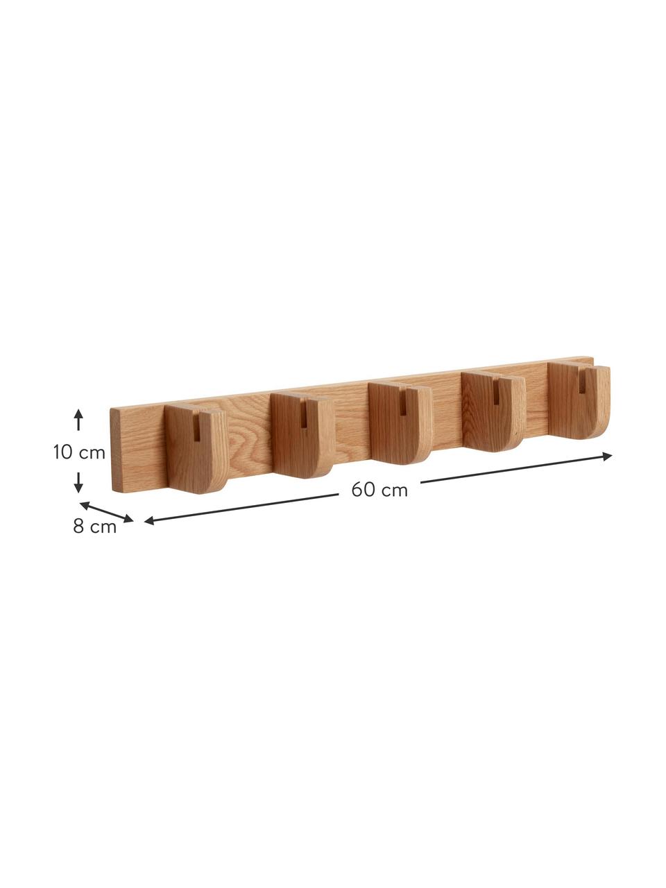 Perchero de pared de roble Nomad, Madera de roble, Madera de roble, An 60 cm
