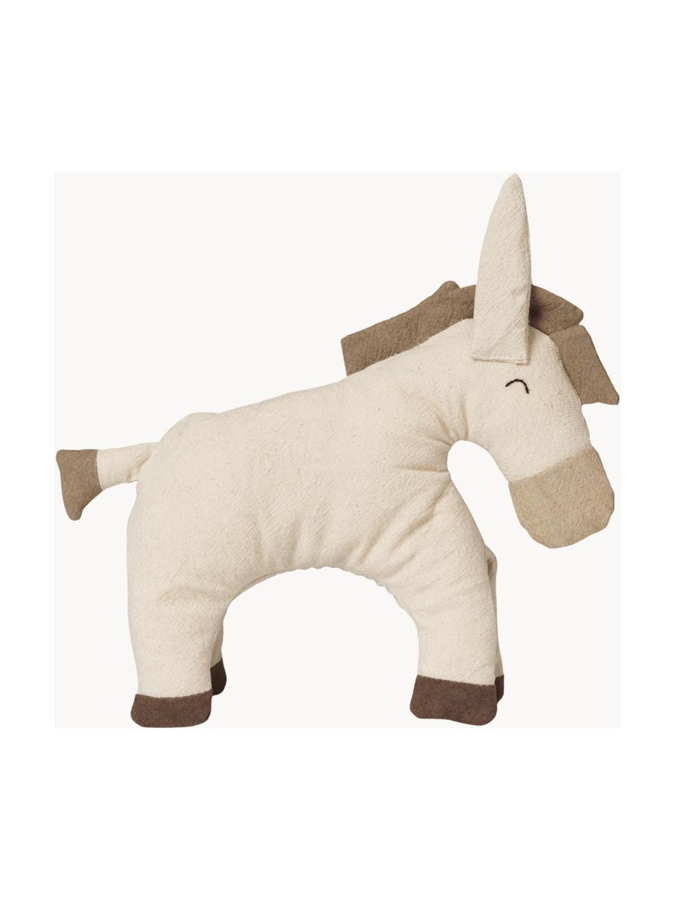 Handgefertigtes Kuscheltier Donkey aus Bio-Baumwolle, Bezug: 100 % Bio-Baumwolle, OCS-, Off White, Braun, Beige, B 19 x H 22 cm