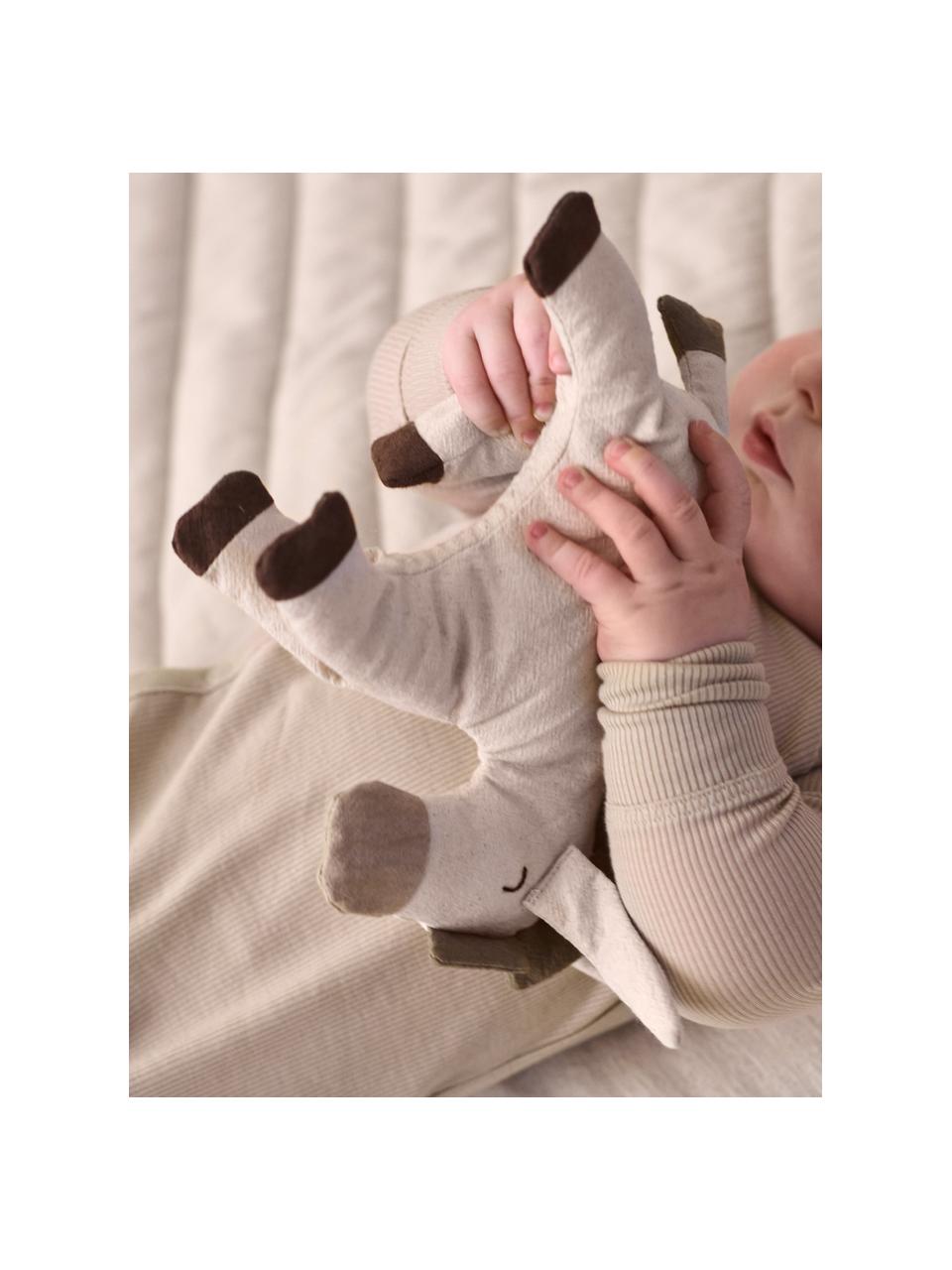 Handgefertigtes Kuscheltier Donkey aus Bio-Baumwolle, Bezug: 100 % Bio-Baumwolle, OCS-, Off White, Braun, Beige, B 19 x H 22 cm