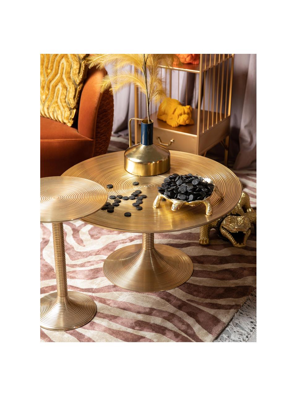 Okrągły stolik kawowy Hypnotising, Aluminium lakierowane, Odcienie mosiądzu, Ø 77 x W 40 cm