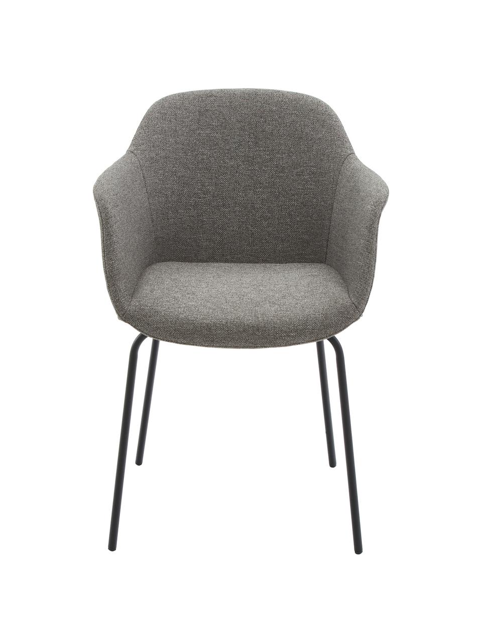 Sedia con braccioli con seduta stretta Fiji, Rivestimento: poliestere Con 40.000 cic, Gambe: metallo verniciato a polv, Tessuto grigio scuro, Larg. 58 x Prof. 56 cm