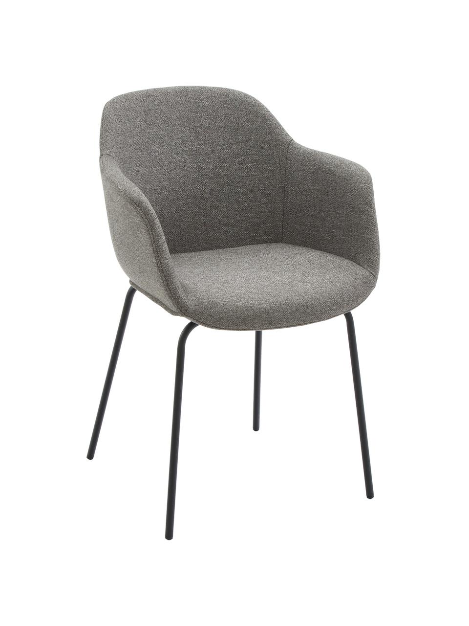 Stolička s opierkami s úzkym sedadlom Fiji, Tmavosivá, Š 58 x H 56 cm