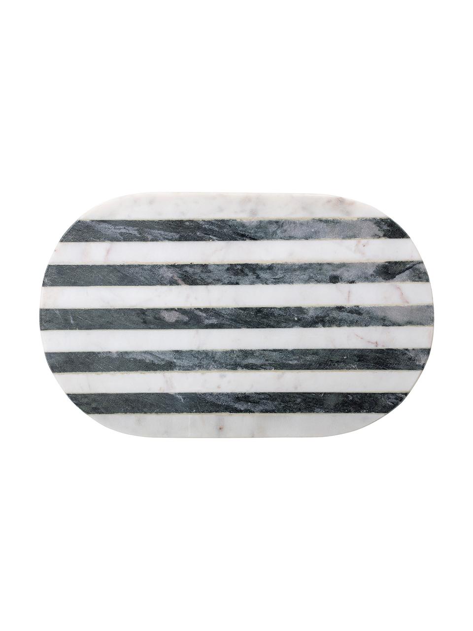 Marmor-Schneidebrett Stripes, L 37 x B 23 cm, Marmor, Schwarz, Weiß, 23 x 37 cm
