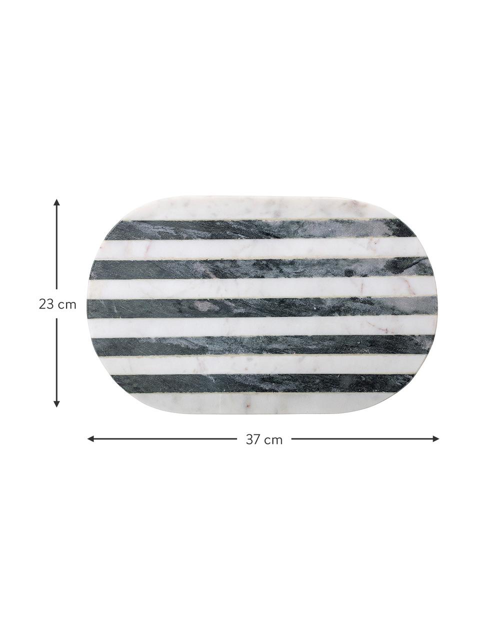 Marmeren snijplank Stripes, L 37 x B 23 cm, Marmer, Zwart en wit marmer gestreept, L 37 x B 23 cm