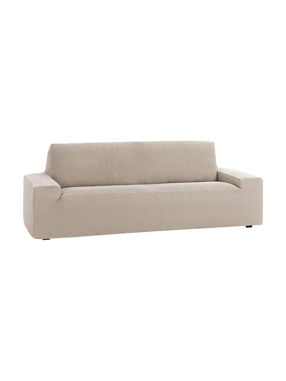 Housse de canapé Roc, 55 % polyester, 35 % coton, 10 % élastomère, Couleur crème, larg. 260 x haut. 120 cm