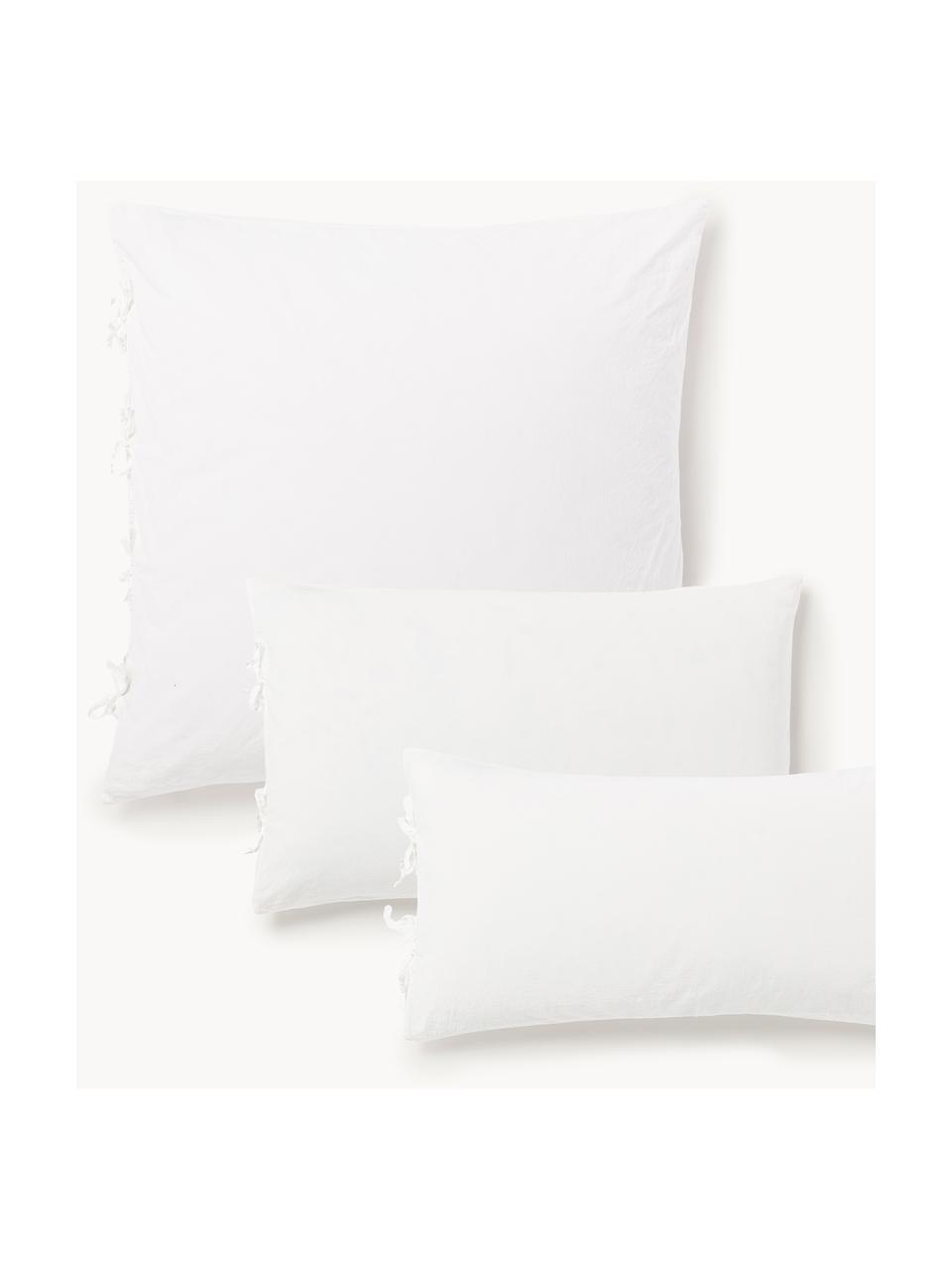 Taie d'oreiller en percale de coton délavé Leonie, Blanc, larg. 50 x long. 70 cm