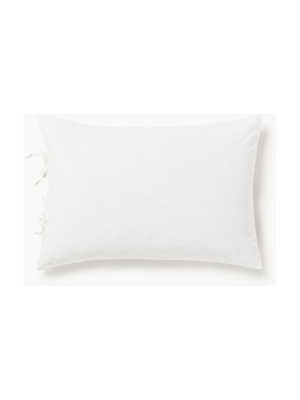 Taie d'oreiller en percale de coton délavé Leonie, Blanc, larg. 50 x long. 70 cm