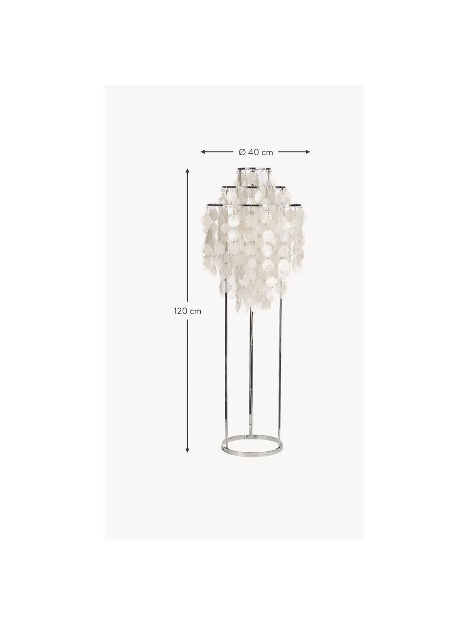 Malá stojacia lampa Fun 1STM, dizajn Verner Panton, Odtiene striebornej, lomená biela, V 120 cm