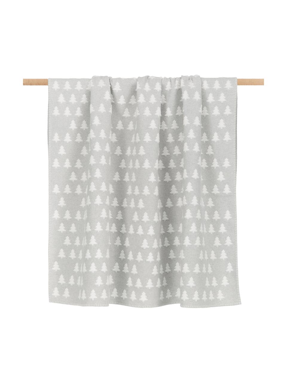 Plaid gris blanc coton motif hiver Tannen, Gris, blanc