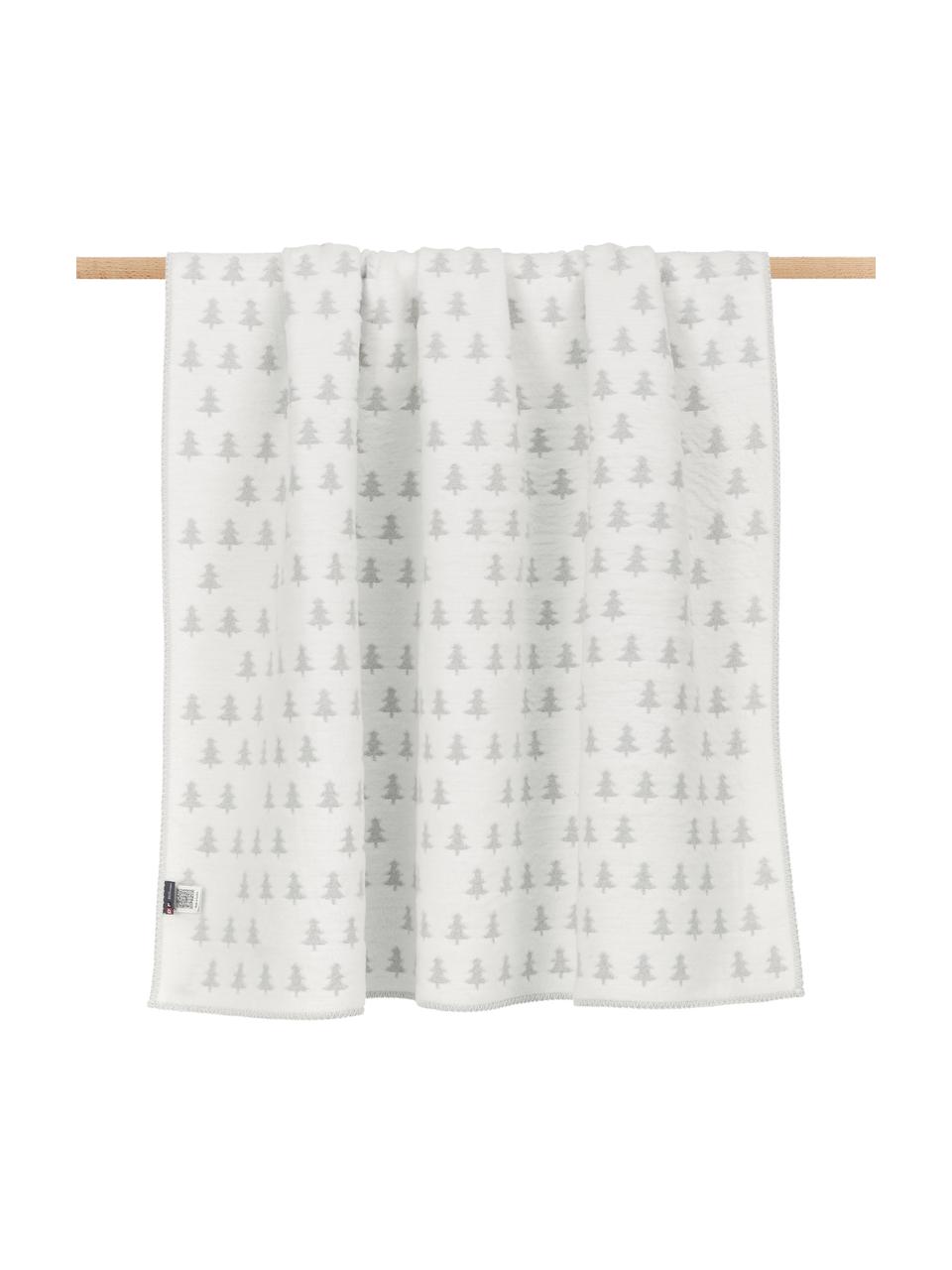 Plaid gris blanc coton motif hiver Tannen, Gris, blanc