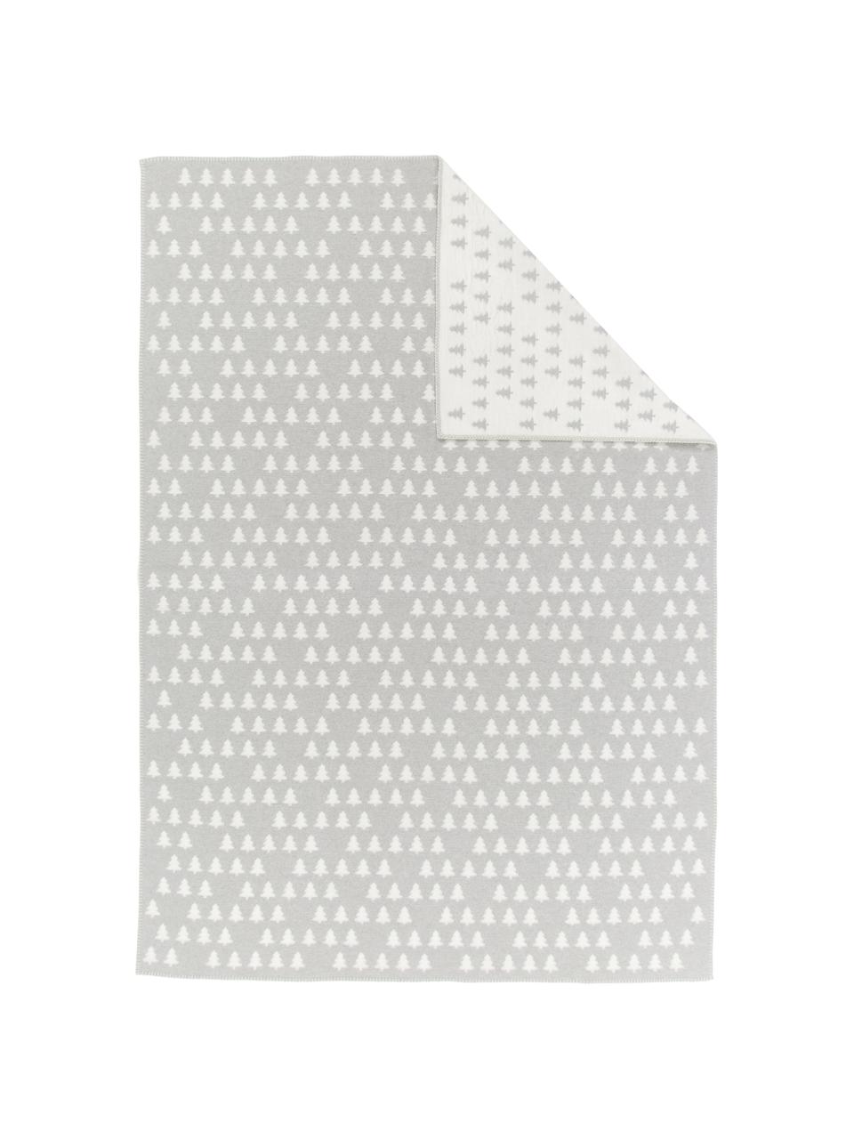 Plaid gris blanc coton motif hiver Tannen, Gris, blanc