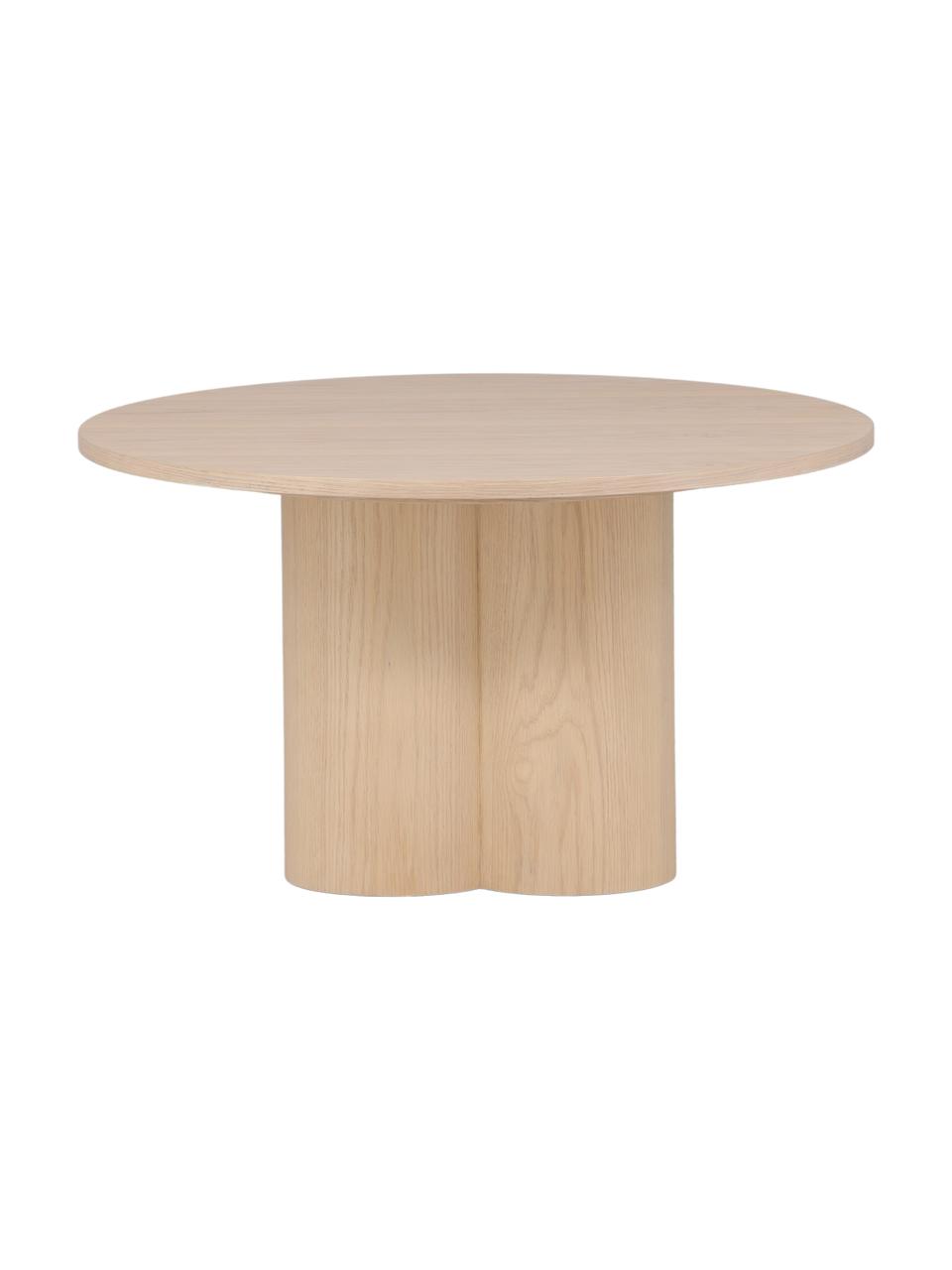 Mesa de centro redonda de madera Olivia, Tablero de fibras de densidad media (MDF), Madera barnizada claro, Ø 80 cm