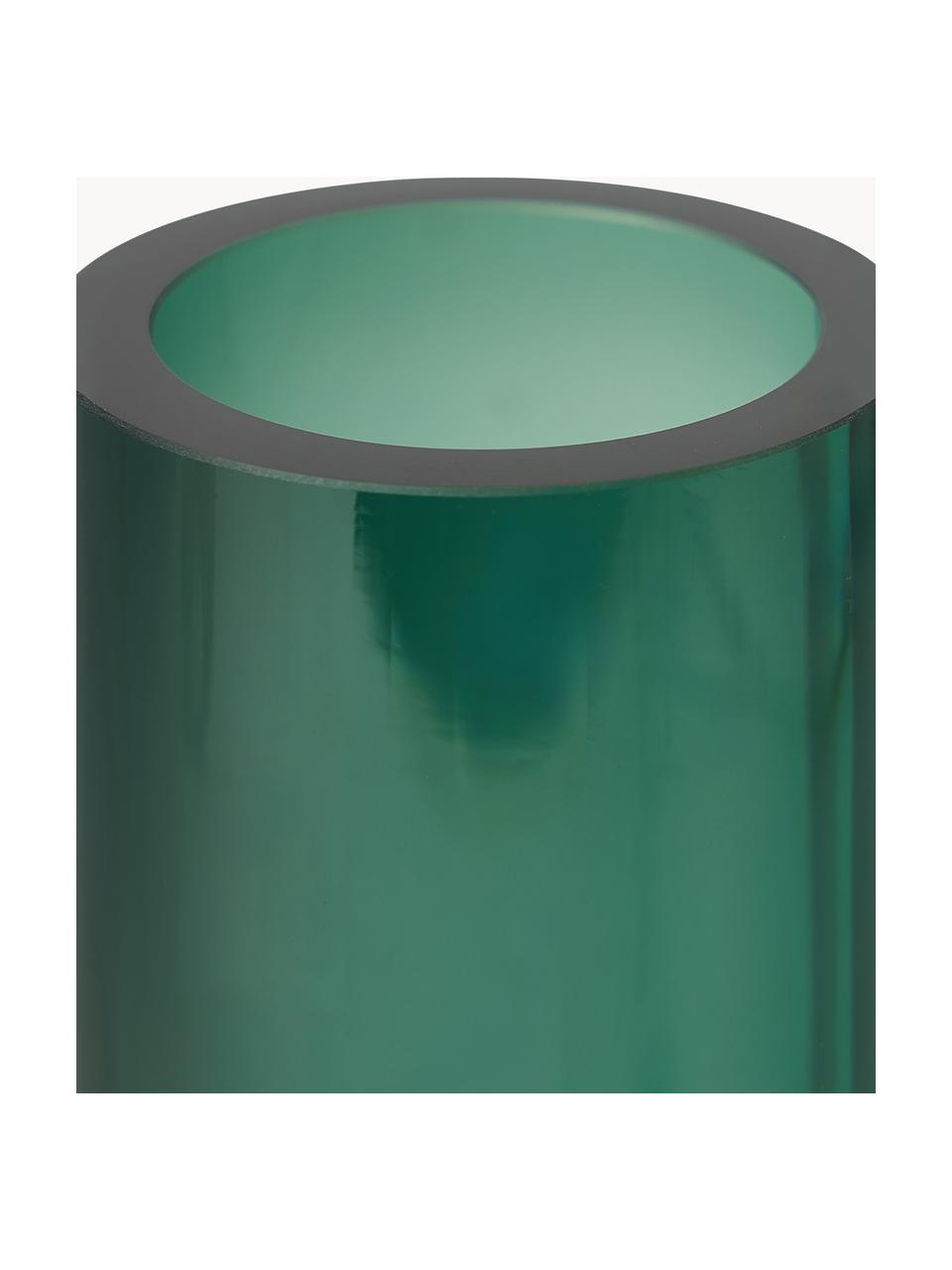 Mundgeblasene Vase Nicola, H 22 cm, Natron-Kalk-Glas, Dunkelgrün, Transparent, Ø 8 x H 22 cm