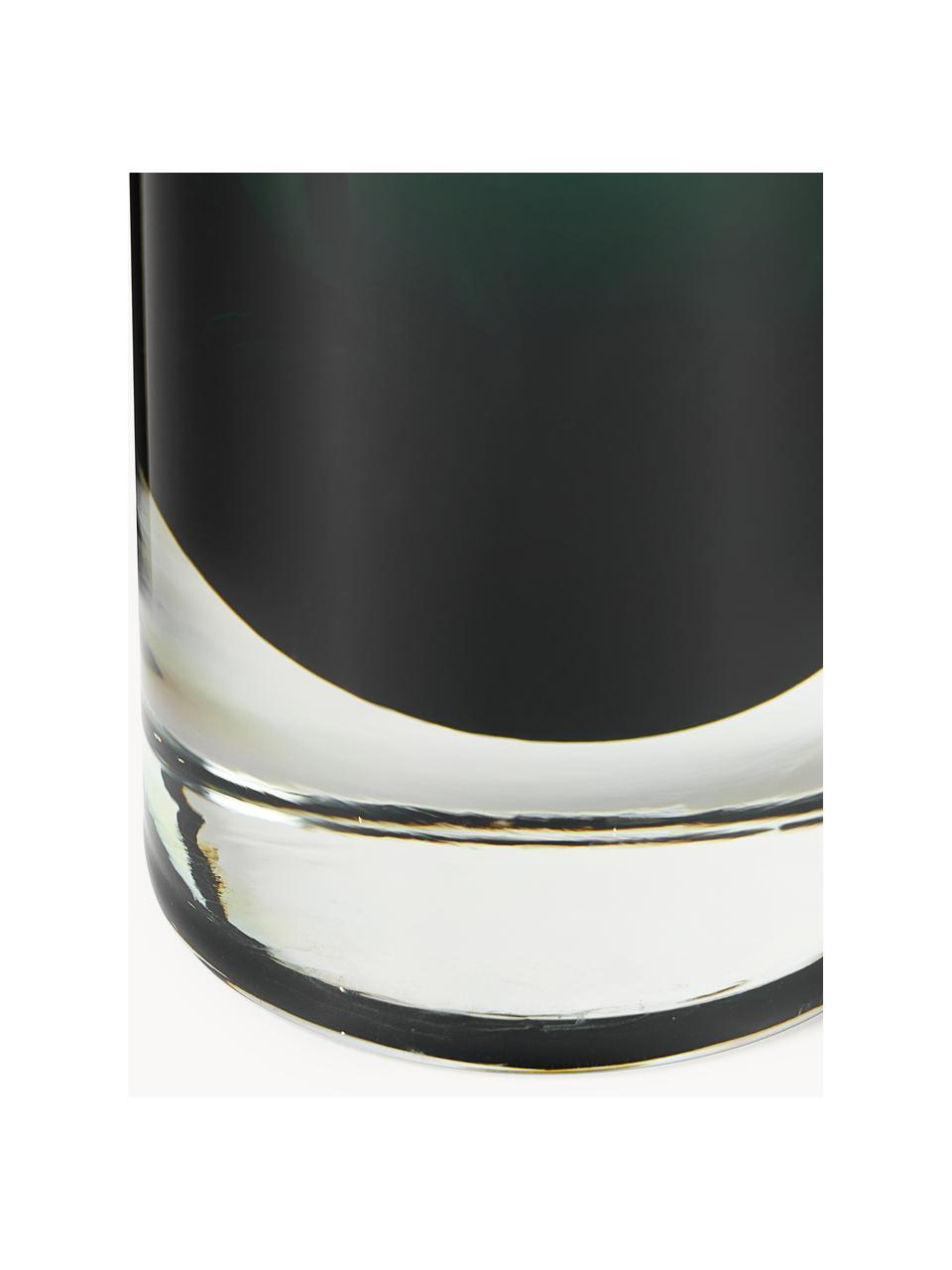 Ručne fúkaná váza Nicola, Sodnovápenaté sklo, Tmavozelená, priehľadná, Ø 8 x V 22 cm