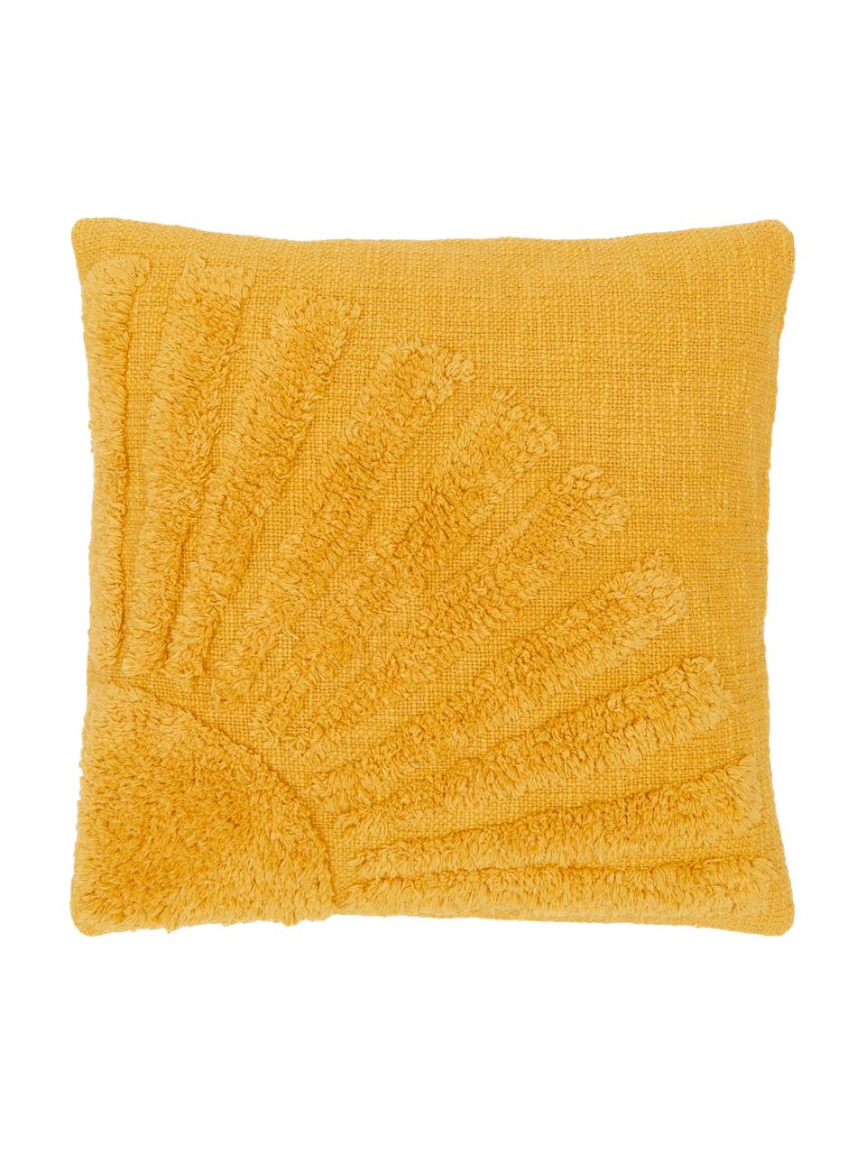 Funda de cojín de algodón texturizada Ilari, 100% algodón, Amarillo, An 45 x L 45 cm