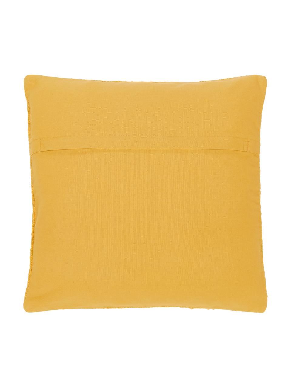 Federa arredo in cotone con motivo in rilievo Ilari, 100% cotone, Giallo, Larg. 45 x Lung. 45 cm