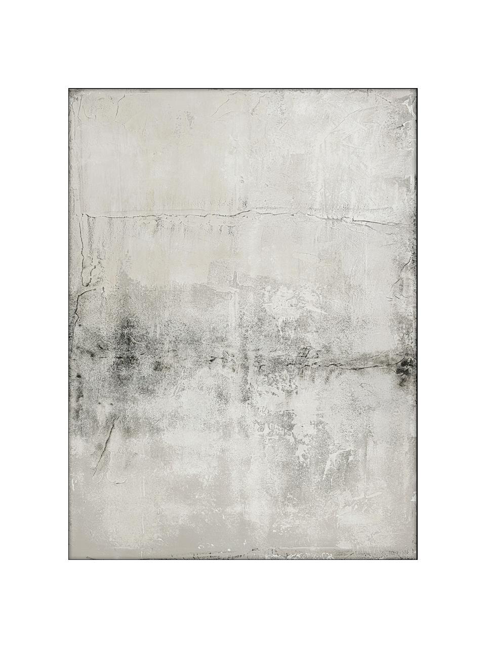 Impression sur toile peinte à la main encadrée Simple Living, Noir, gris, larg. 92 x haut. 120 cm