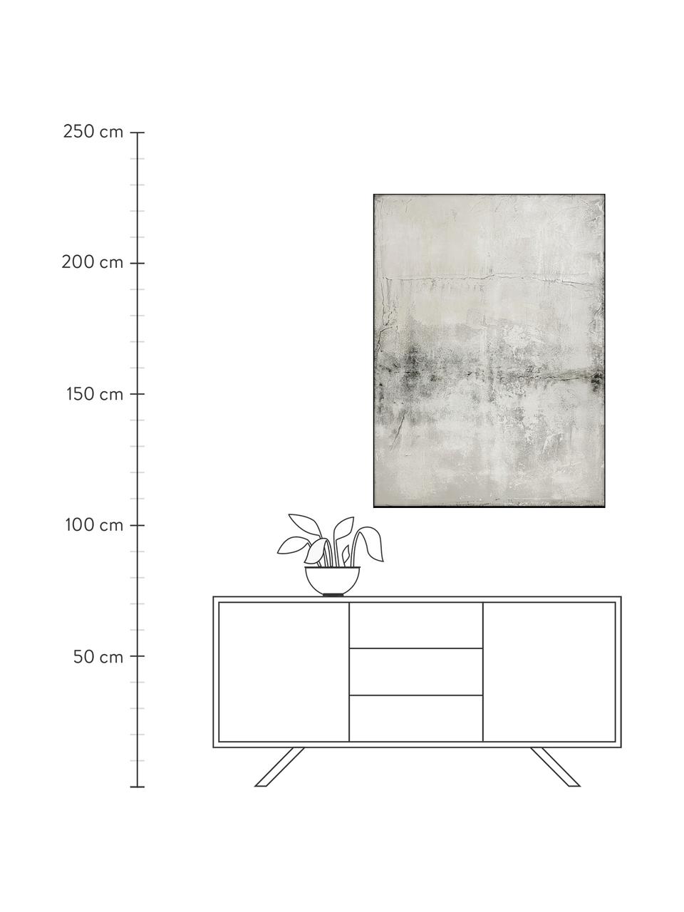 Ručně malovaný obrázek na plátně s dřevěným rámem Simple Living, Černá, šedá, Š 92 cm, V 120 cm