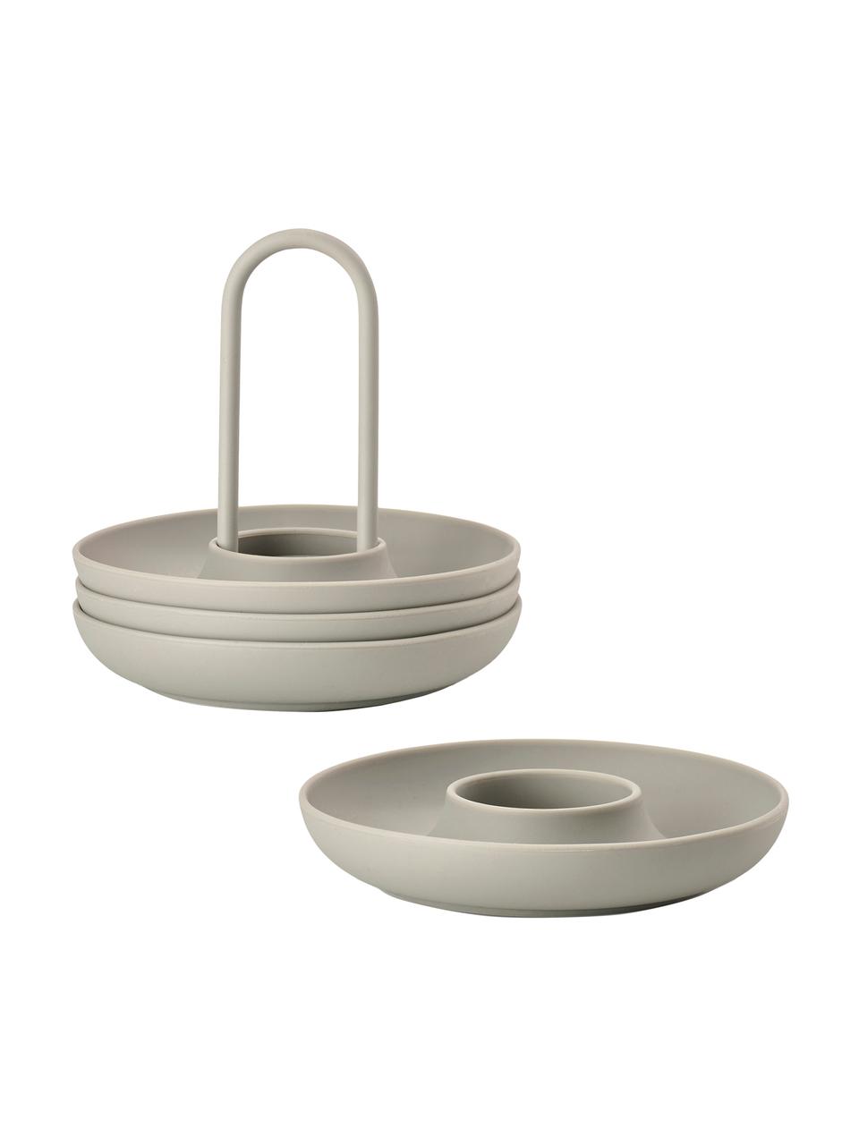 Eierdopje Henk met handvat, 4 stuks, Siliconen, gecoat metaal, Beige, Ø 11 cm