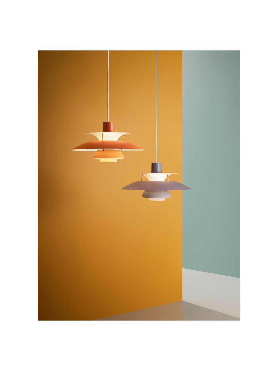 Hanglamp PH 5, Lampenkap: gecoat metaal, Diffuser: glas, semi-transparant, Oranjetinten, goudkleurig, Ø 50 x H 27 cm