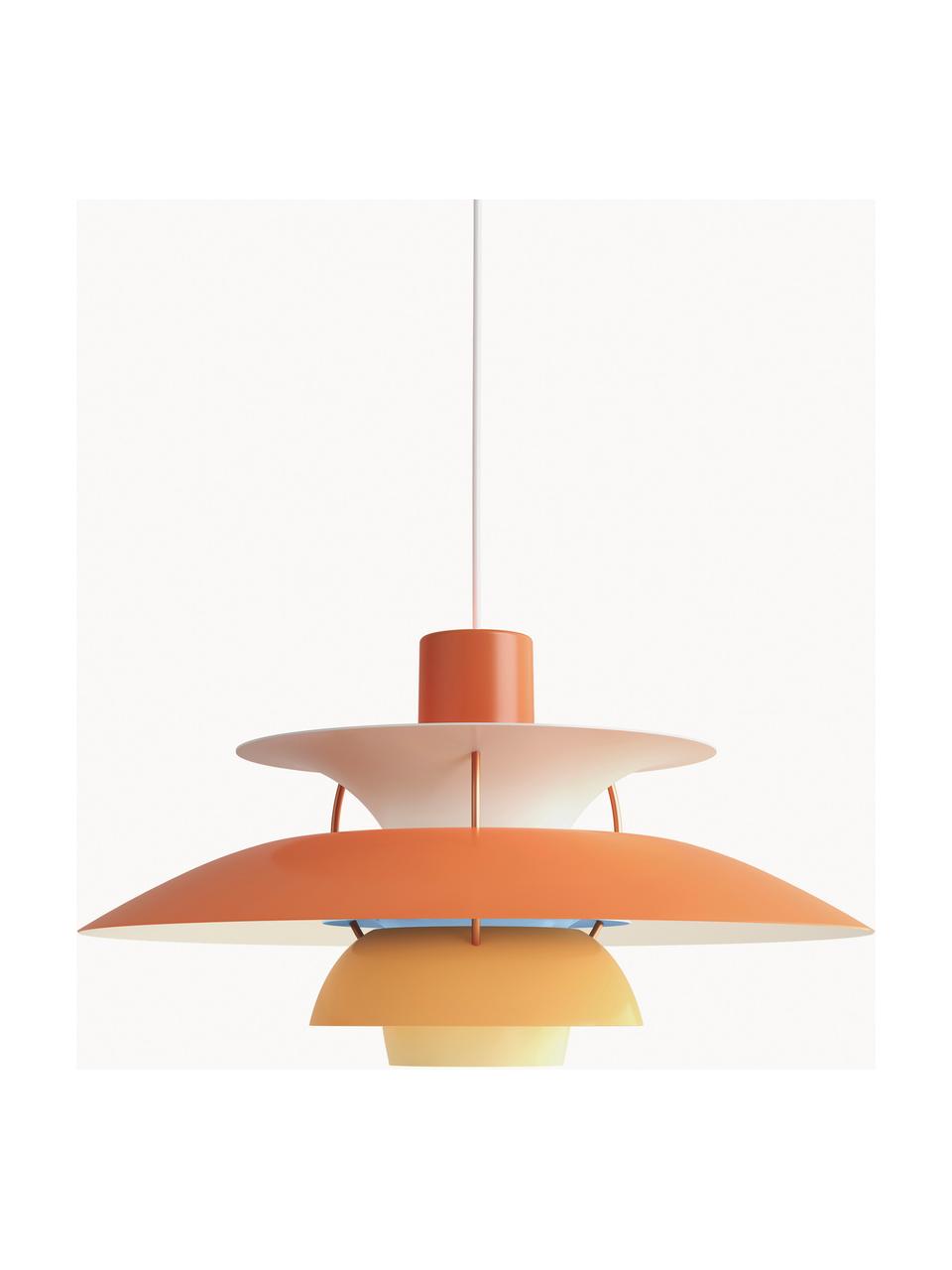 Lámpara de techo PH 5, tamaños diferentes, Pantalla: metal recubierto, Cable: cubierto en tela, Tonos naranjas, dorado, Ø 30 x Al 16 cm